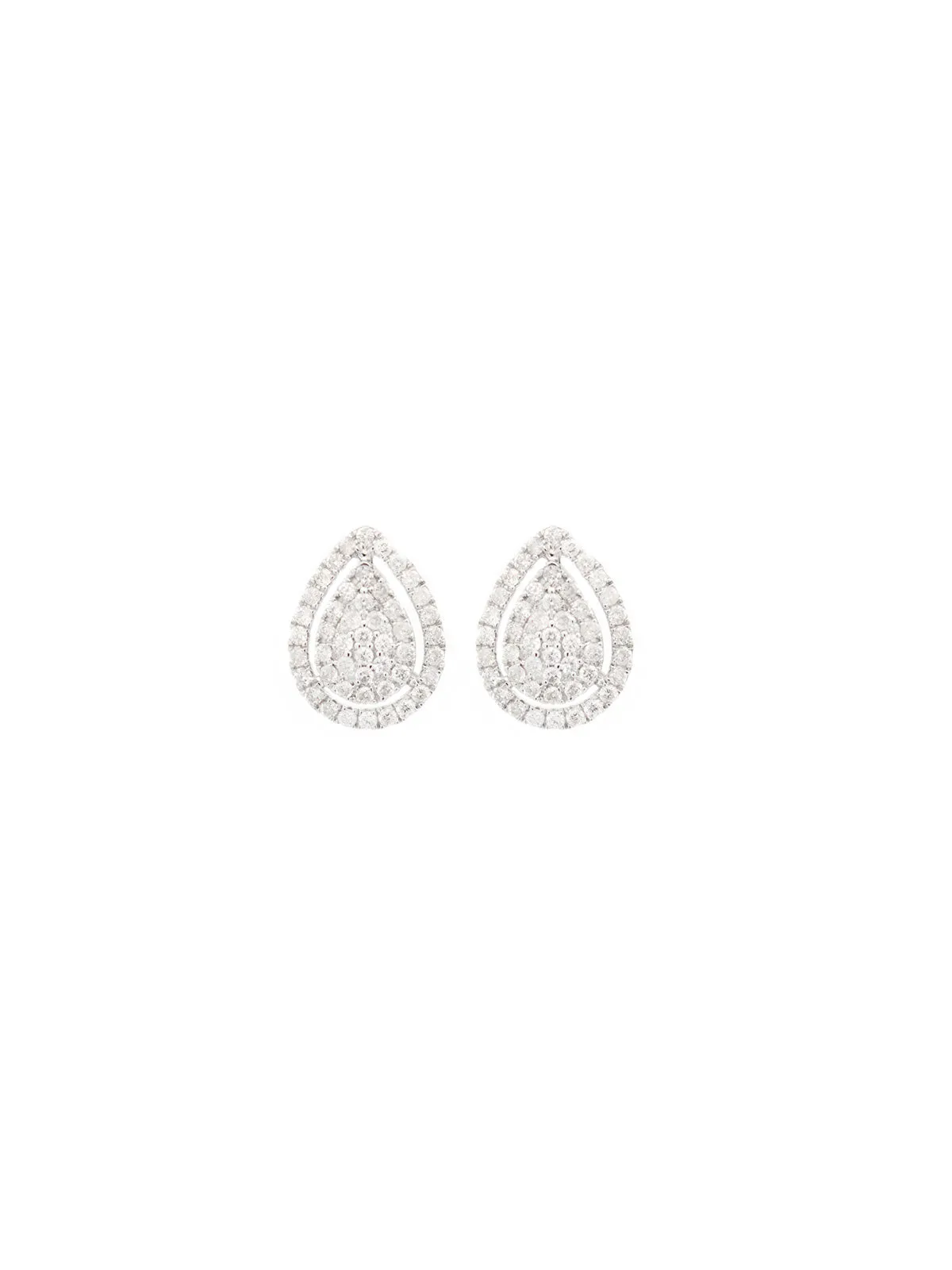 0.66ct Diamond 18K Gold Pave Pear Stud Earrings