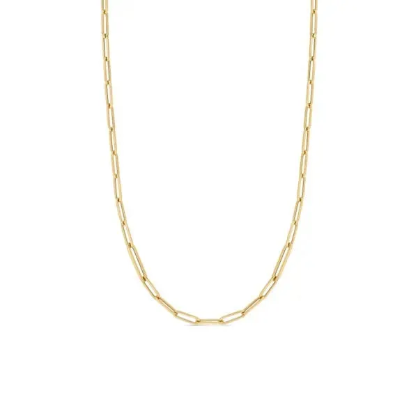 18K DESIGNER GOLD ALTERNATING SIZE PAPERCLIP LINK CHAIN
