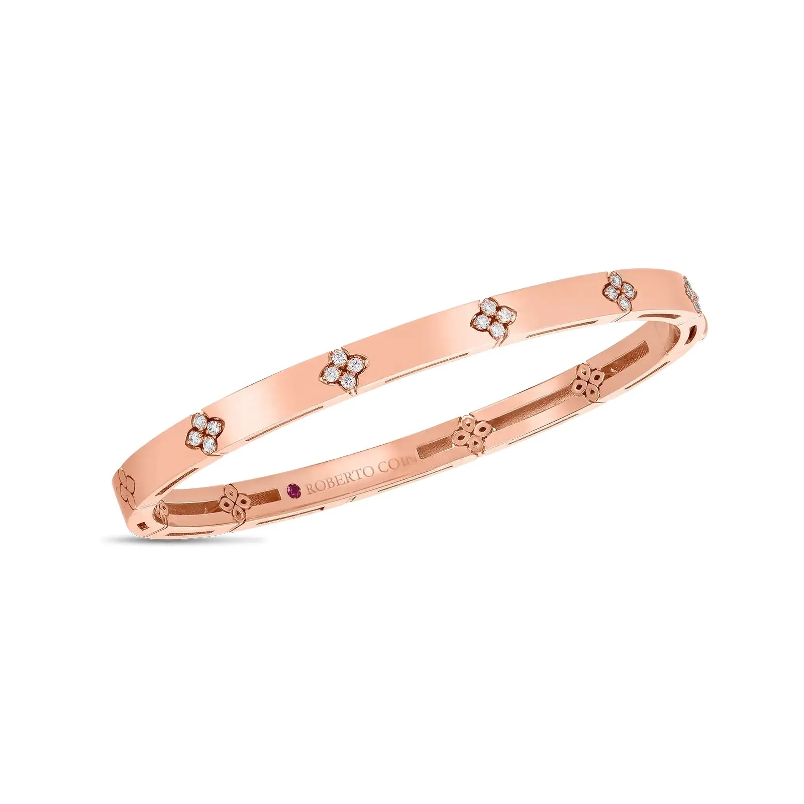 18K VERONA NARROW WIDTH BANGLE W. DIAMOND ACCENT .15CT