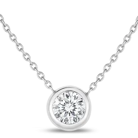 18K WHITE GOLD BEZEL SET DIAMOND NECKLACE.24 CARAT DIAMOND WEIGHT