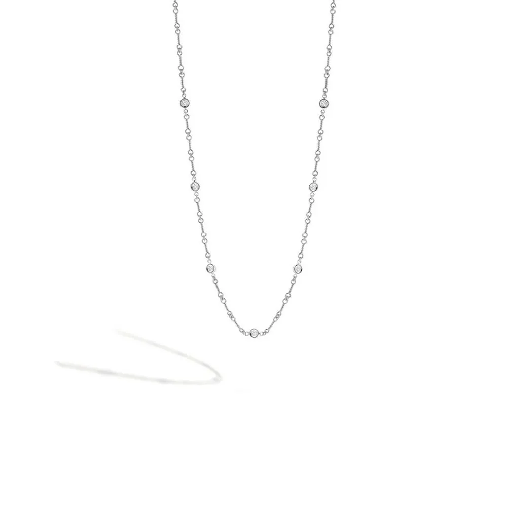 18K WHITE GOLD NEW BAROCCO DIAMOND NECKLACE .28CT
