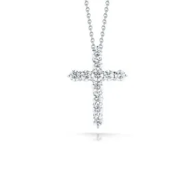 18K WHITE GOLD TINY TREASURE DIAMOND CROSS NECKLACE