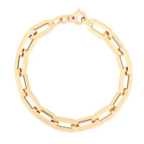18K YELLOW DESIGNER GOLD HEAVY GAUGE PAPERCLIP LINK BRACELET