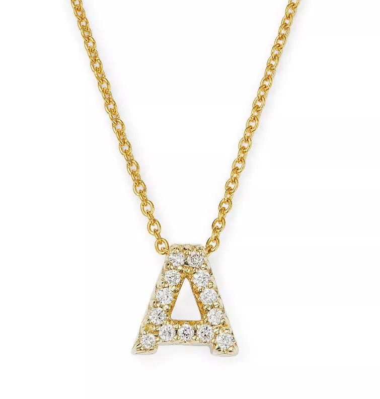 18K YELLOW DIAMOND INITIAL NECKLACE .06CT
