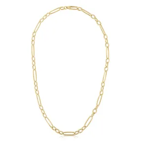 18K YELLOW GOLD ALTERNATING LONG AND SHORT OVAL CHAIN