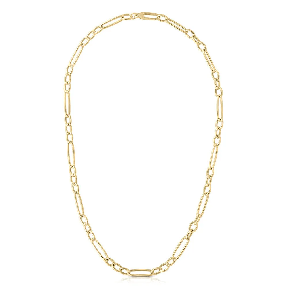 18K YELLOW GOLD ALTERNATING LONG AND SHORT OVAL CHAIN