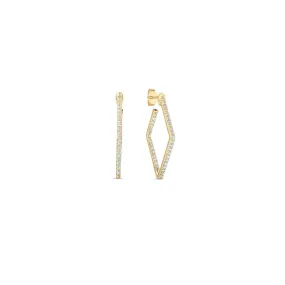 18K YELLOW GOLD DIAMOND SQUARE HOOPS.