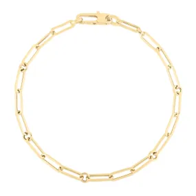 18K YELLOW GOLD POLISHED PAPERCLIP BRACELET 7''