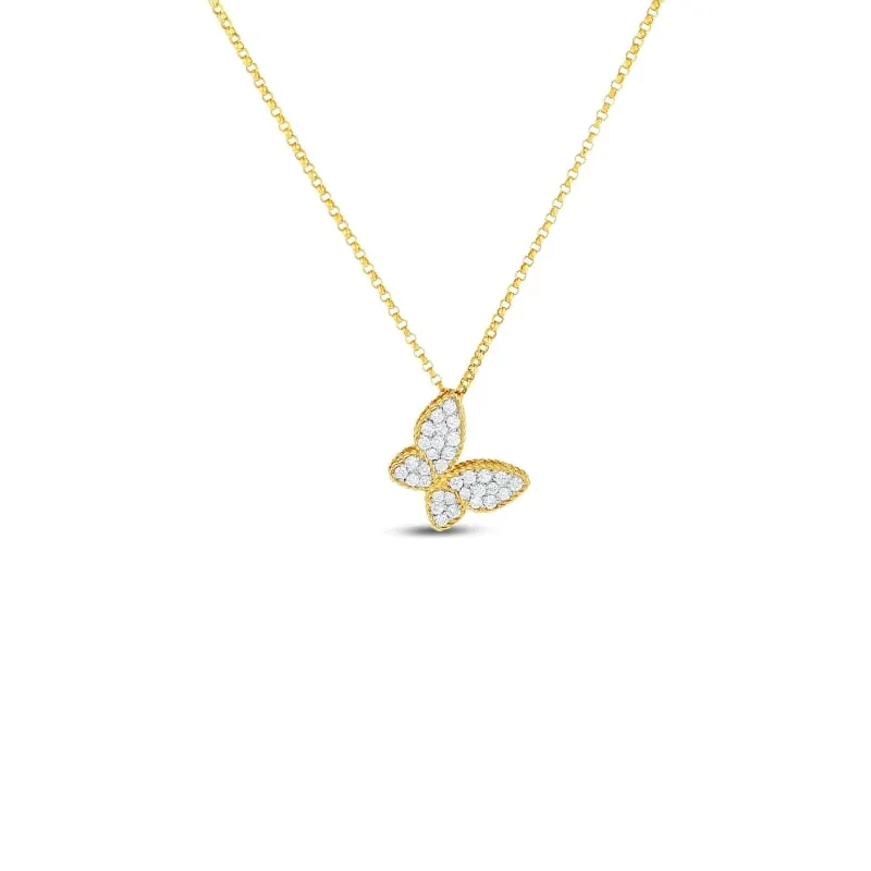 18K YELLOW/WHITE GOLD PRINCESS DIAMOND BUTTERFLY PENDANT