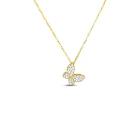 18K YELLOW/WHITE GOLD PRINCESS DIAMOND BUTTERFLY PENDANT