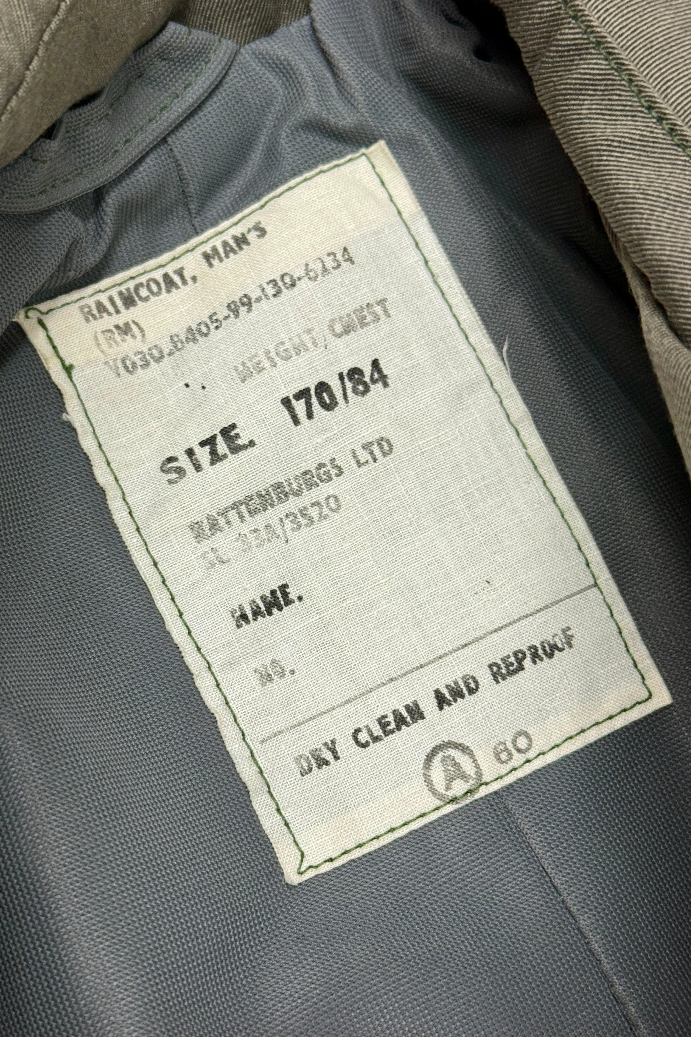 1980’S KATTENBURG MADE IN UNITED KINGDOM GABARDINE RAINCOAT JACKET SMALL