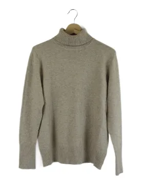 Amelius 'Manor' Oatmeal Knit Turtle Neck Jumper L | BNWT
