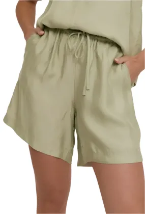April Cupro Drawstring Short Sage Green
