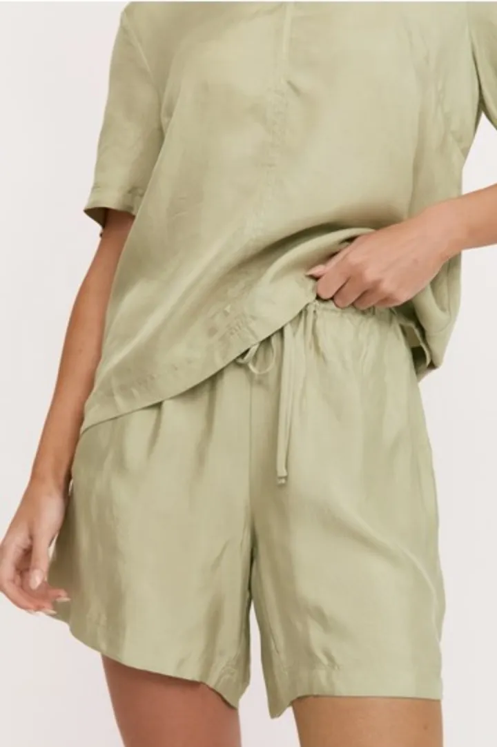 April Cupro Drawstring Short Sage Green
