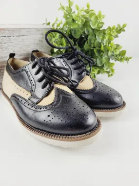 BLACK AND TAN OCCASSION SHOE SIZE 13 PRE-LOVED