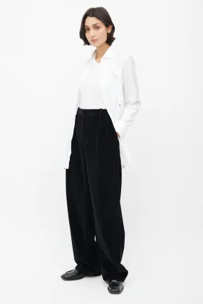 Black Corduroy Pleated Trouser