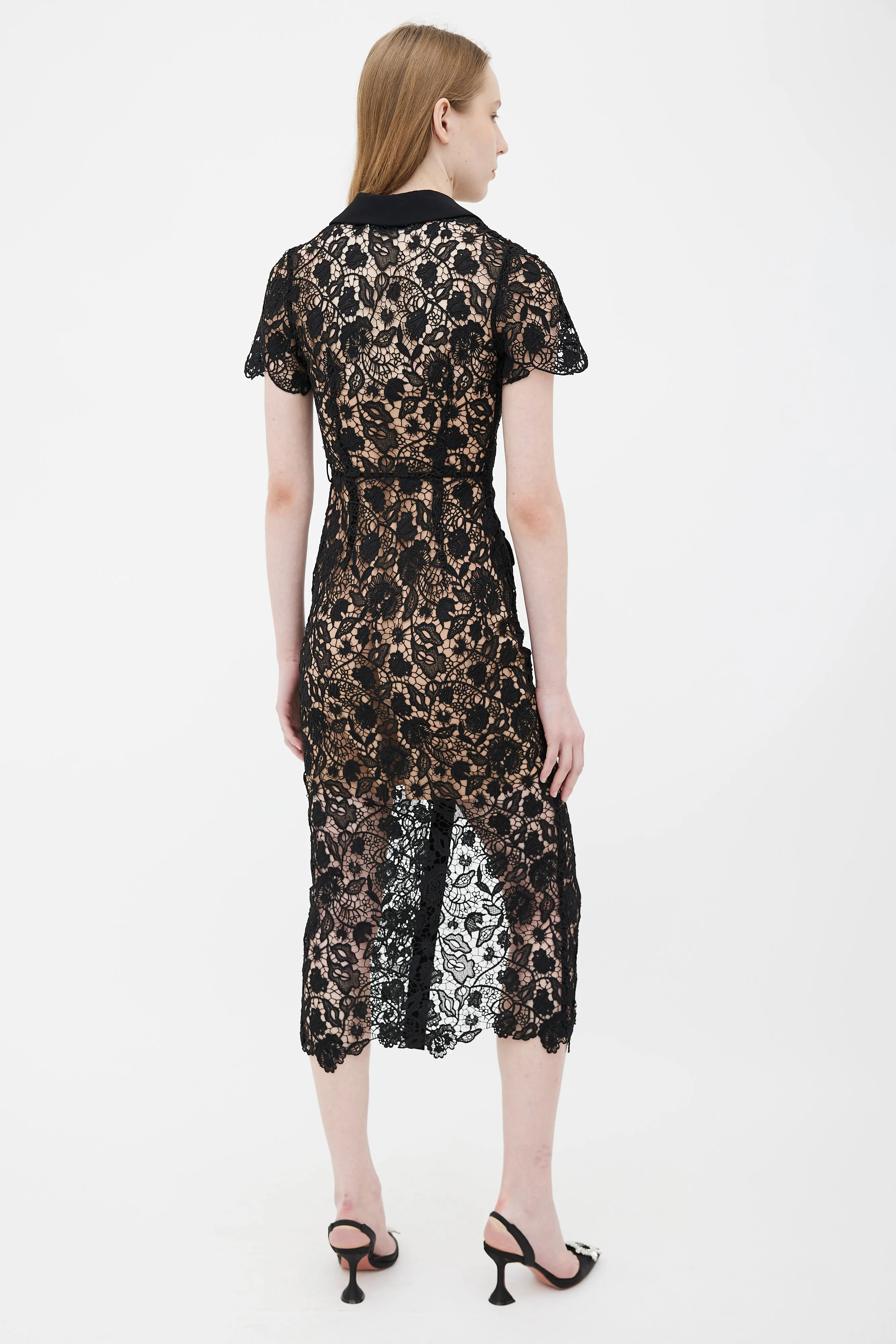 Black Magnolia Lace Midi Dress
