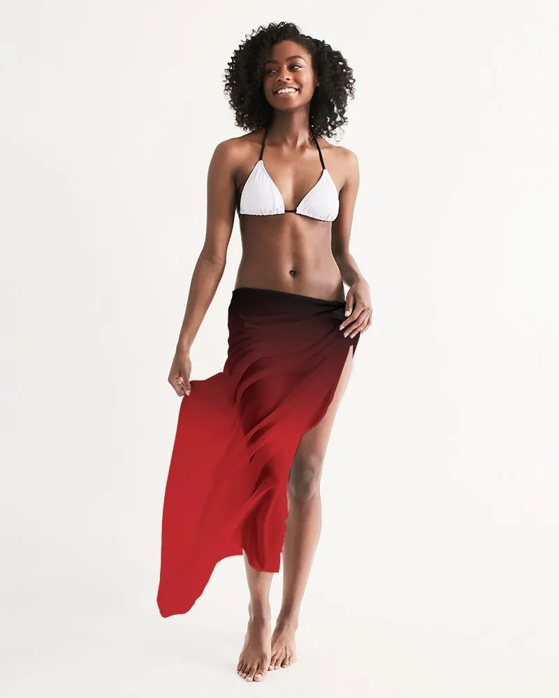 Black Red Ombre Swimsuit Cover Up Women, Tie Dye Gradient Wrap Front Sarong Bikini Bathing Suit Beach Sexy Long Flowy Skirt Dress Coverup