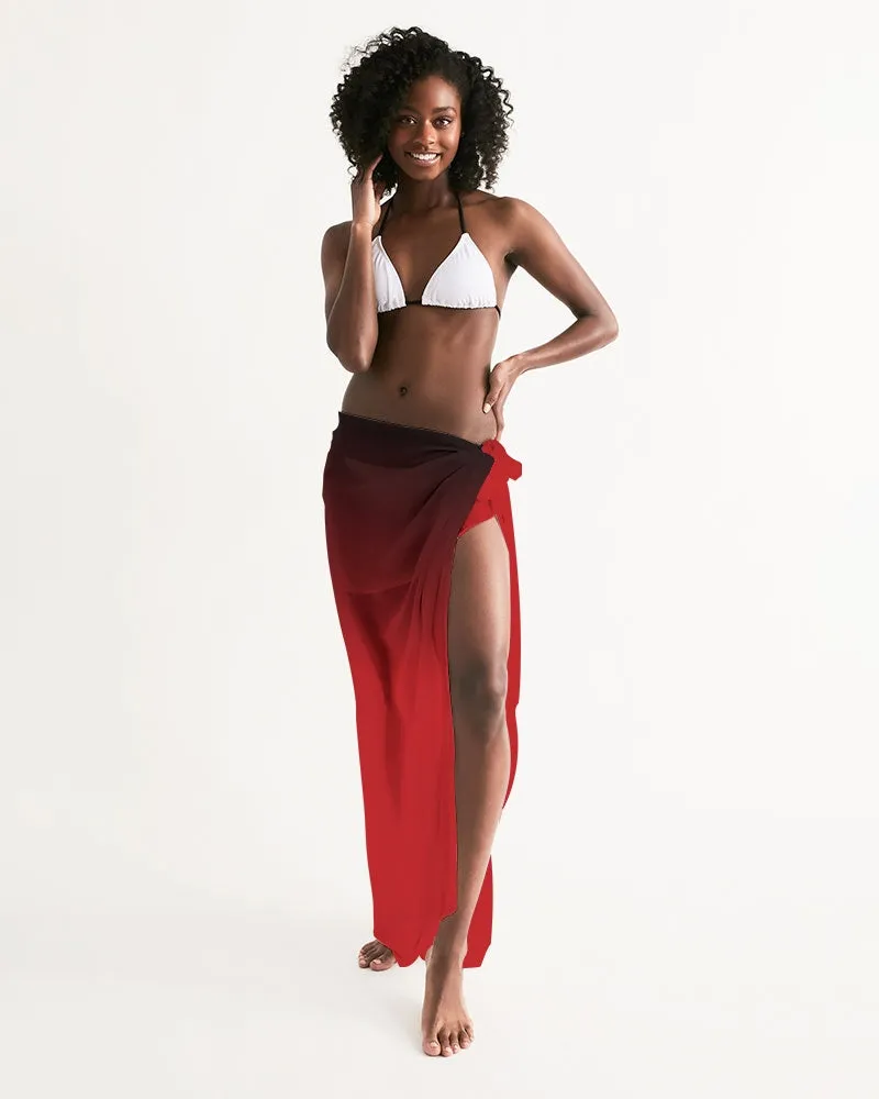 Black Red Ombre Swimsuit Cover Up Women, Tie Dye Gradient Wrap Front Sarong Bikini Bathing Suit Beach Sexy Long Flowy Skirt Dress Coverup