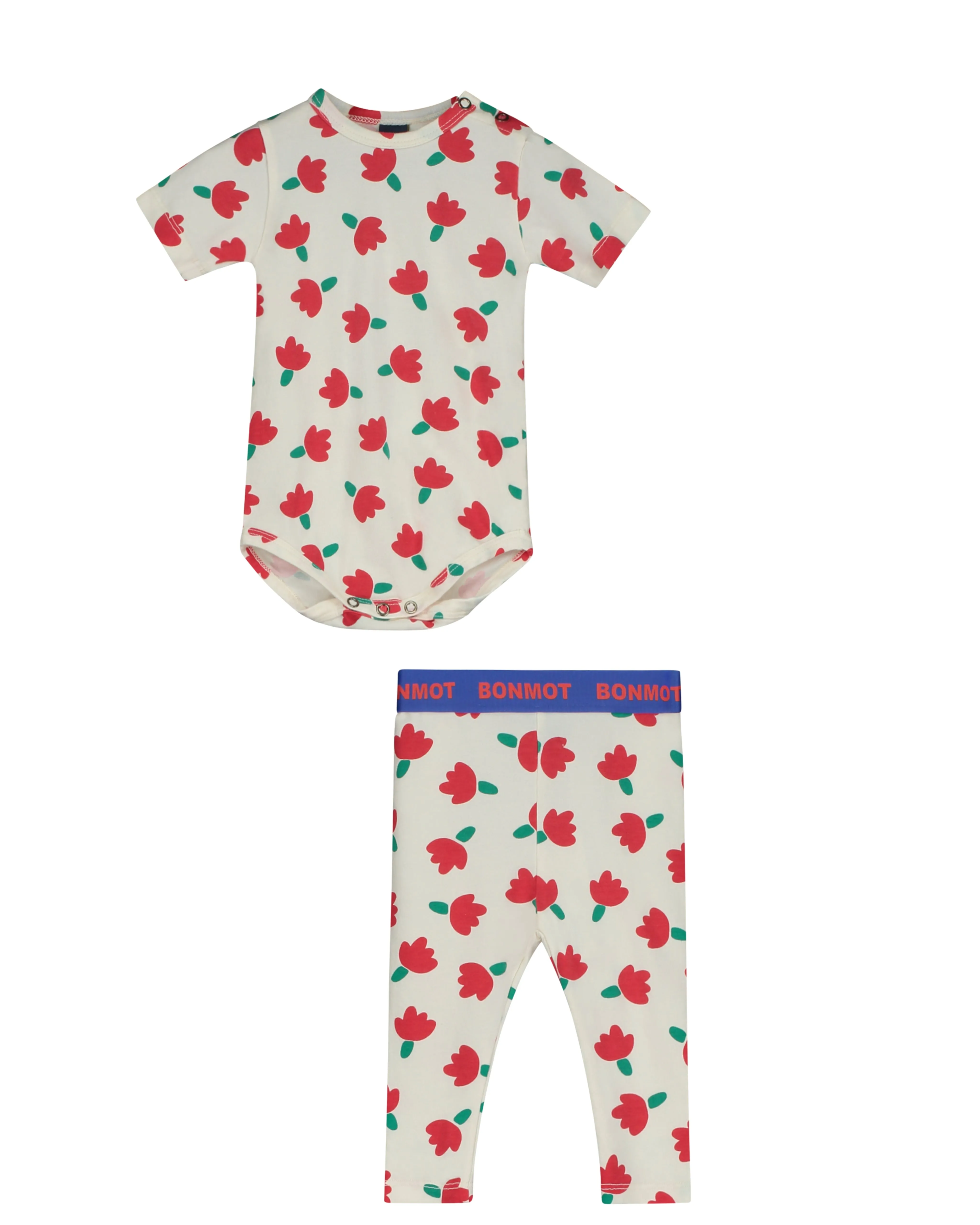 BONMONT IVORY ALLOVER FLOWER LEGGING SET