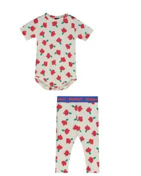 BONMONT IVORY ALLOVER FLOWER LEGGING SET