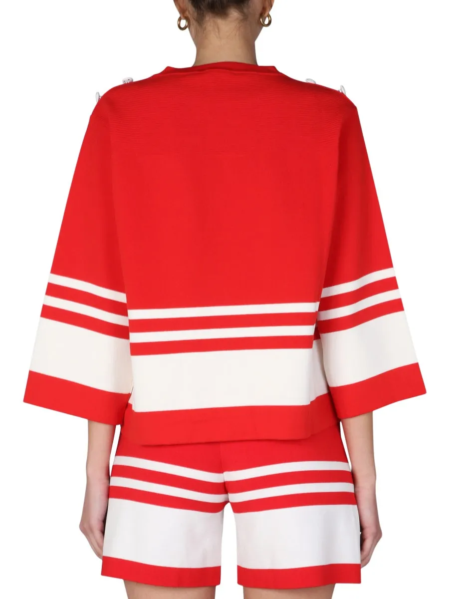 Boutique Moschino Striped Crewneck Knit Jumper