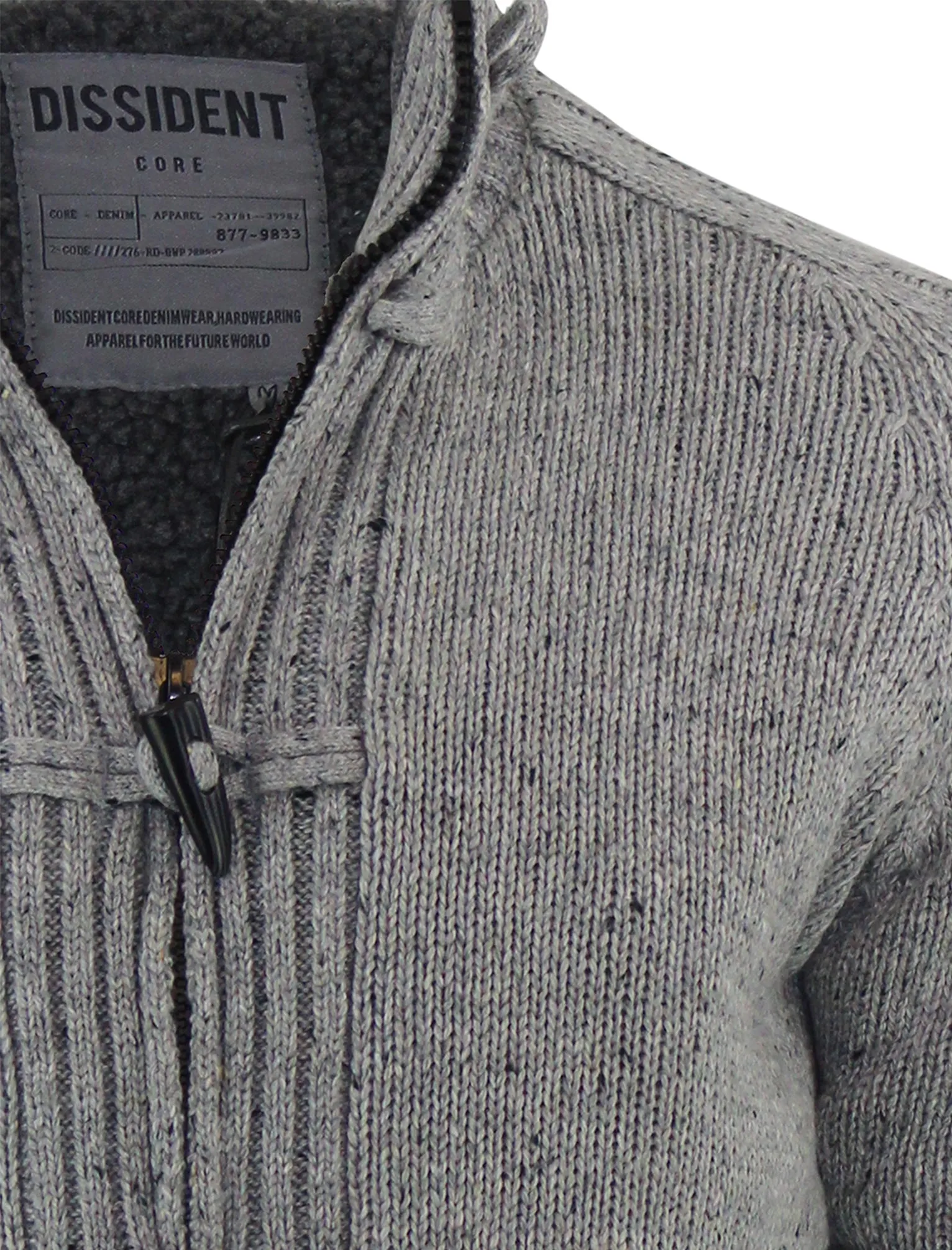 Broadley Neppy Sherpa Lined Knitted Jacket In Light Grey - Dissident