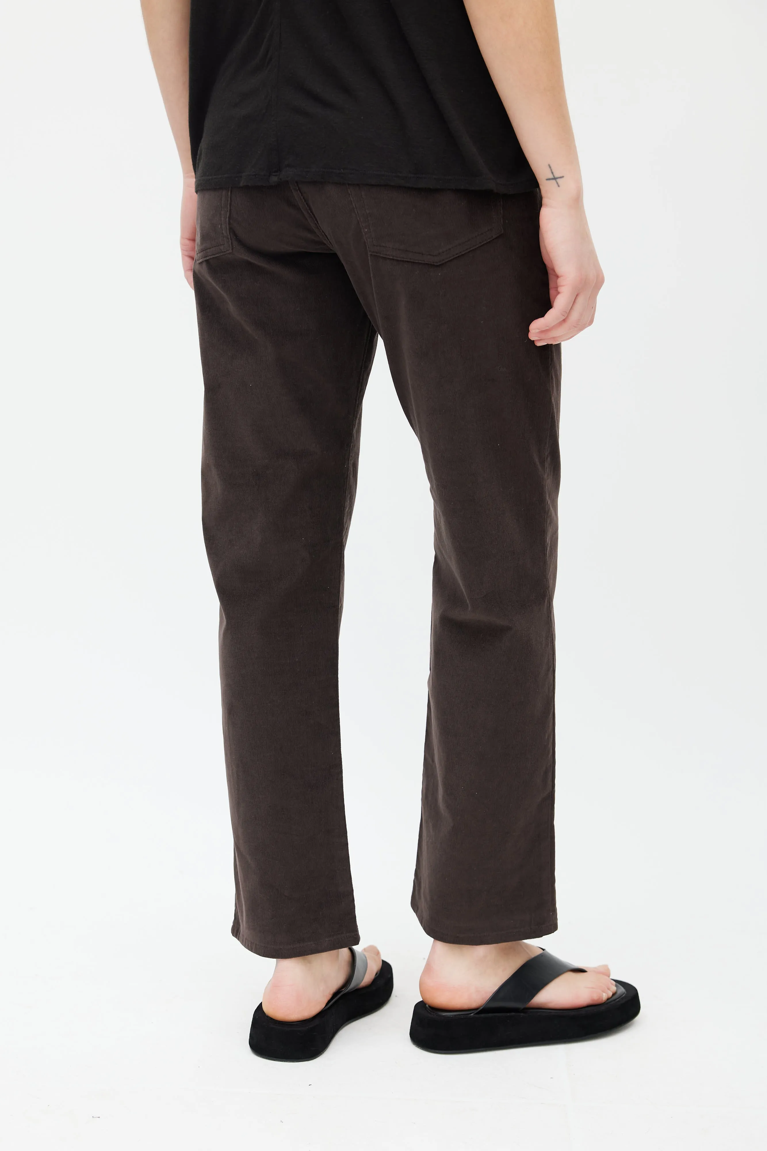 Brown Corduroy Straight Leg Trouser