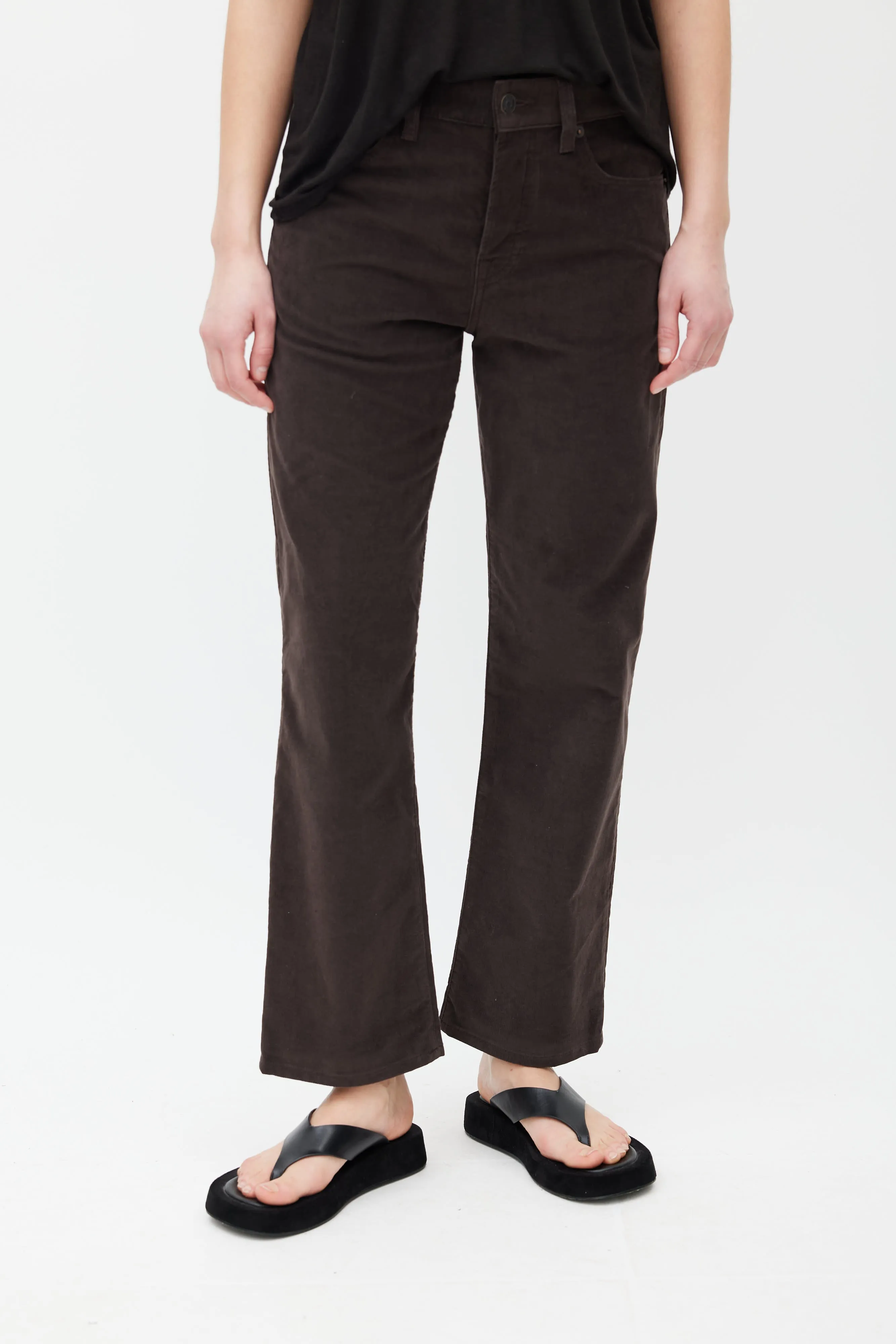 Brown Corduroy Straight Leg Trouser