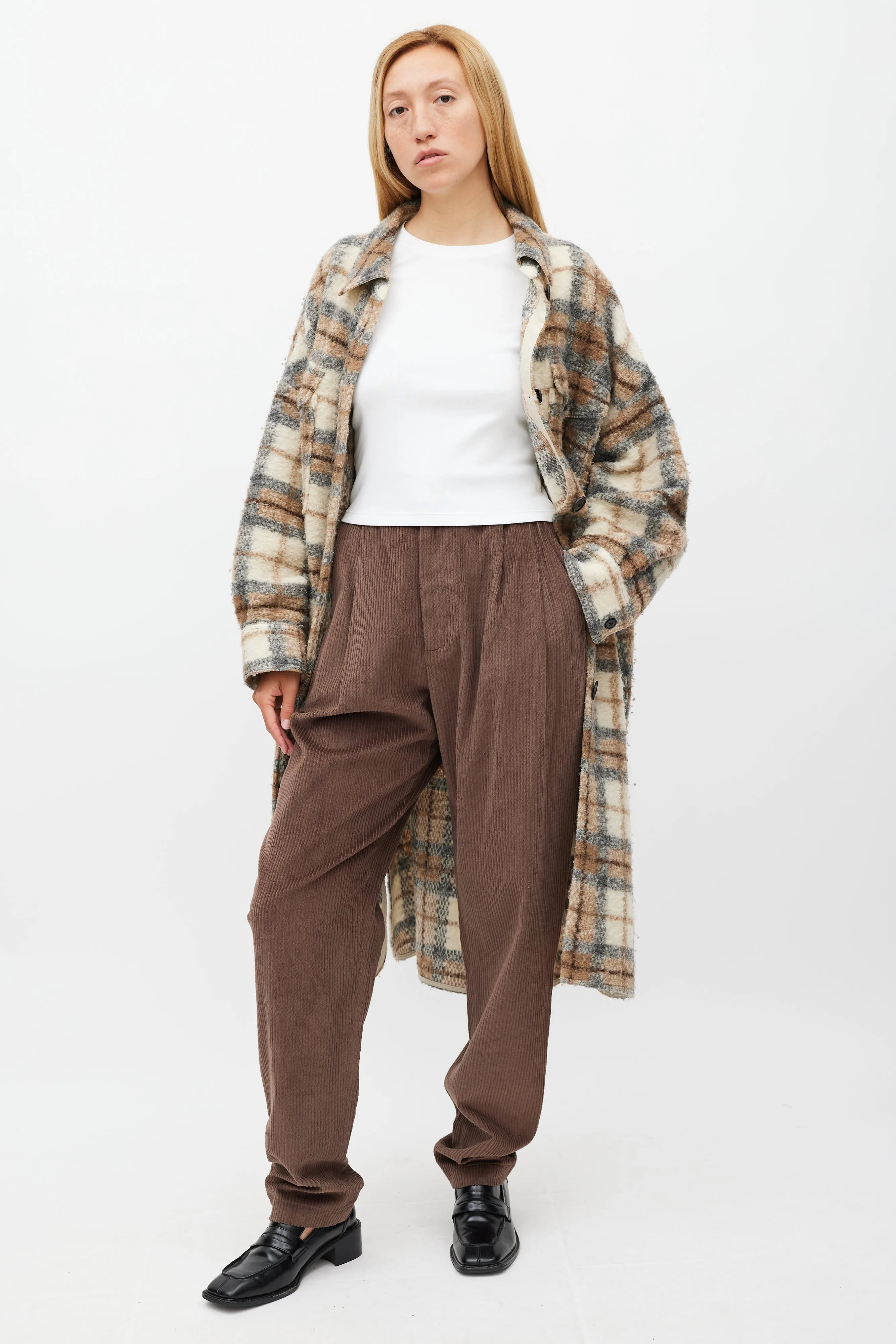 Brown Corduroy Wale Straight Leg Trouser