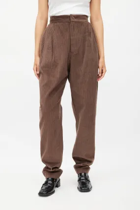 Brown Corduroy Wale Straight Leg Trouser