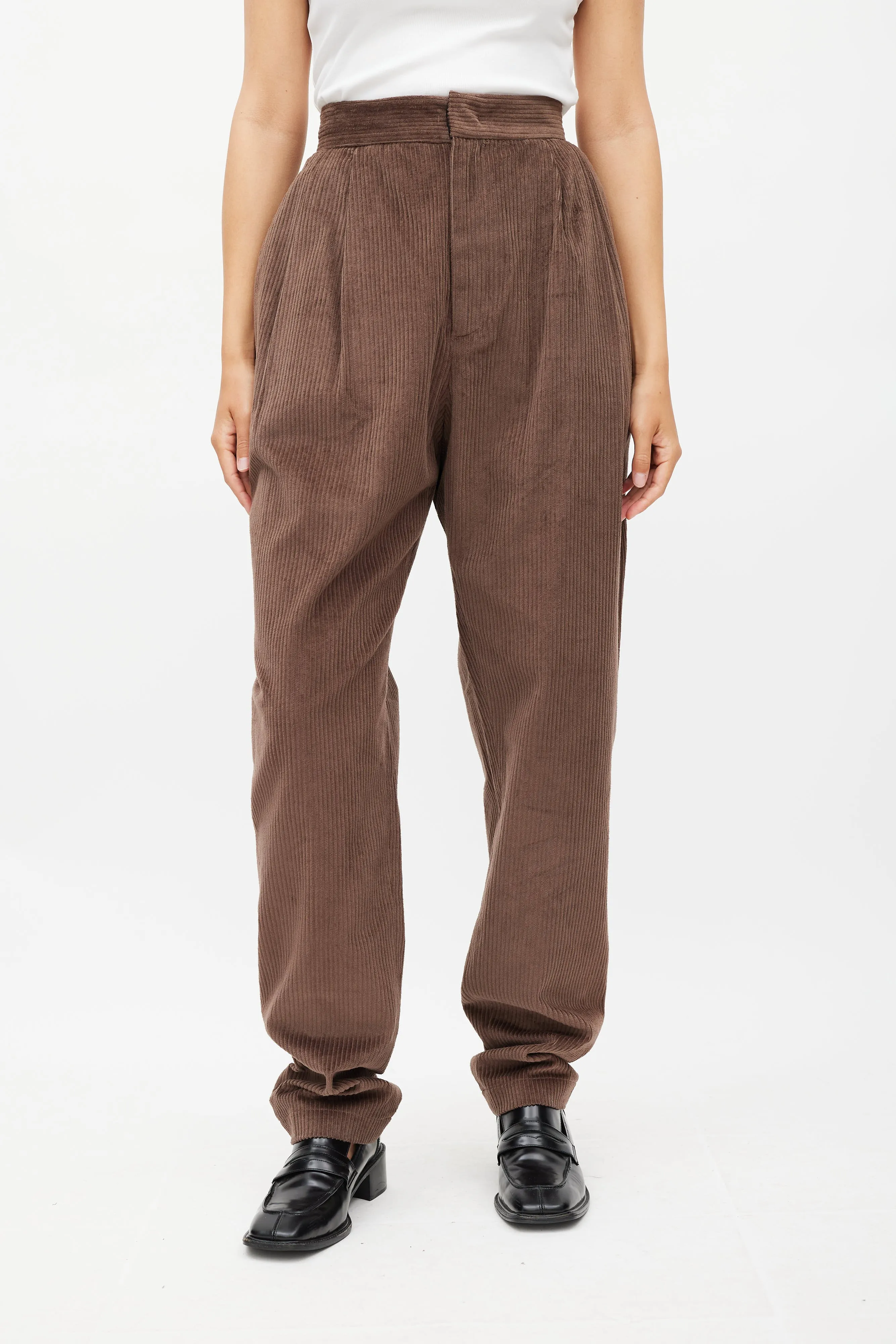 Brown Corduroy Wale Straight Leg Trouser