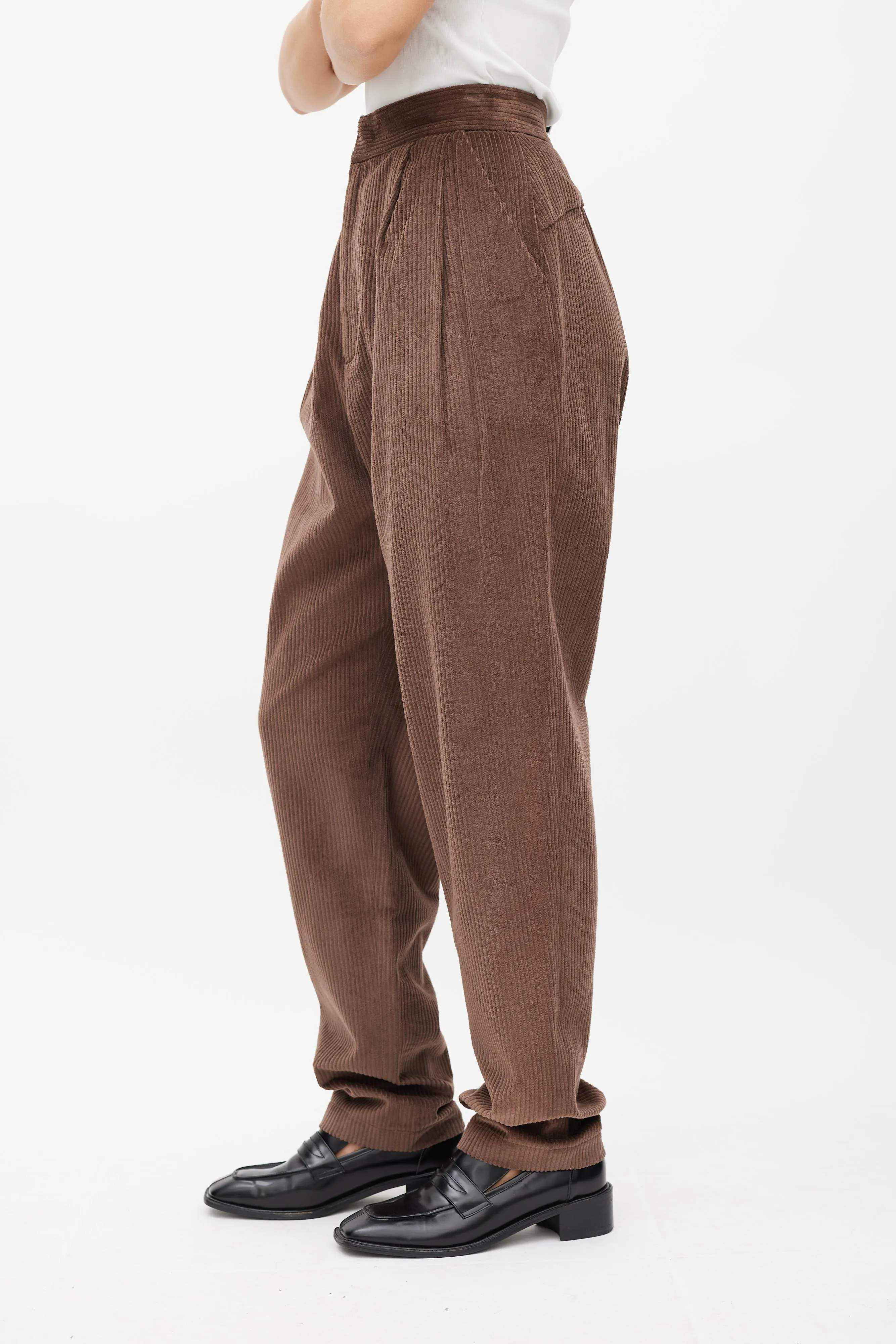 Brown Corduroy Wale Straight Leg Trouser