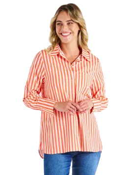 Camden Cotton Shirt Tangerine Stripe
