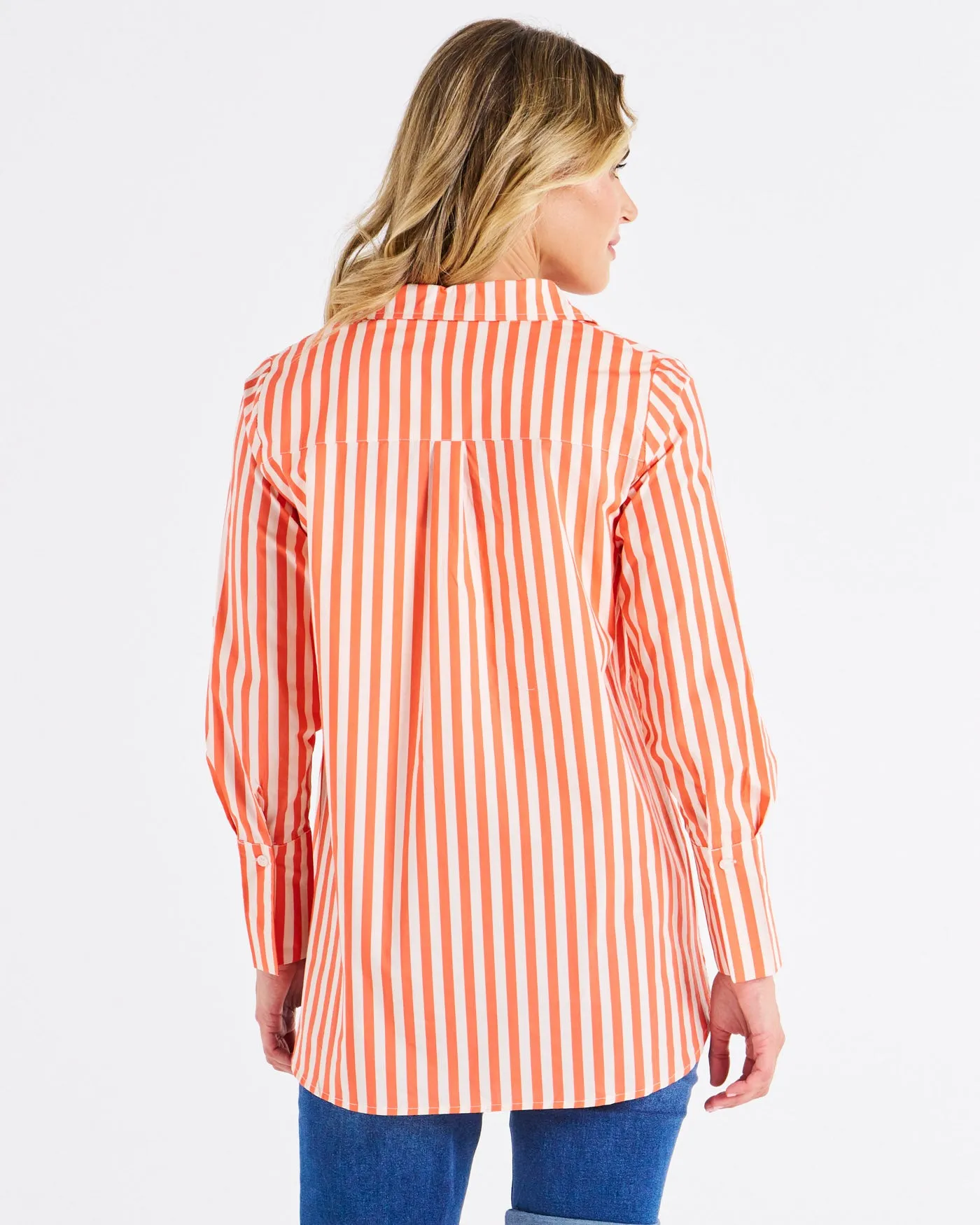 Camden Cotton Shirt Tangerine Stripe