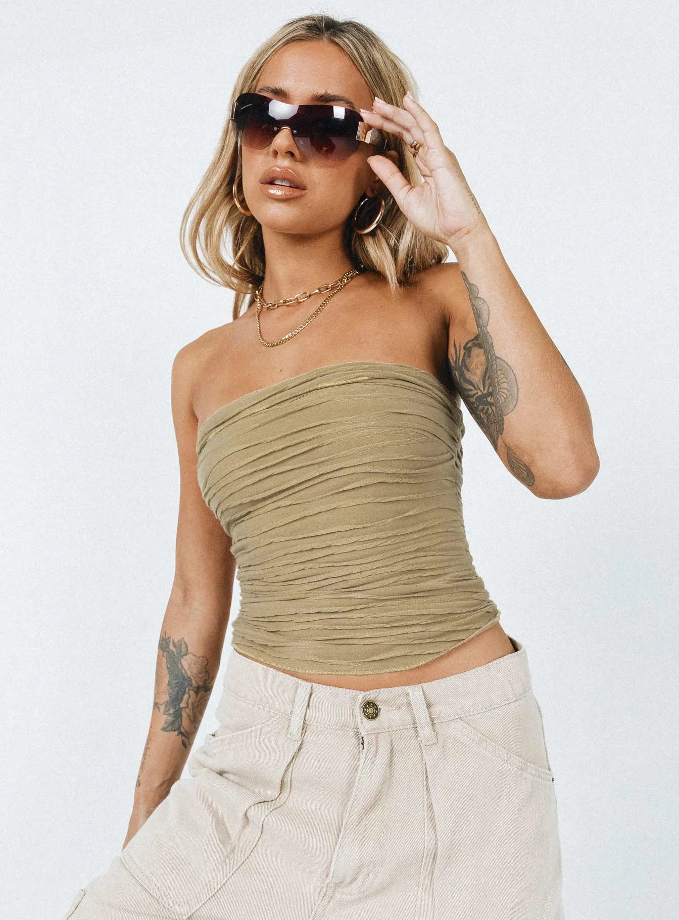 Cecile Strapless Top Mushroom