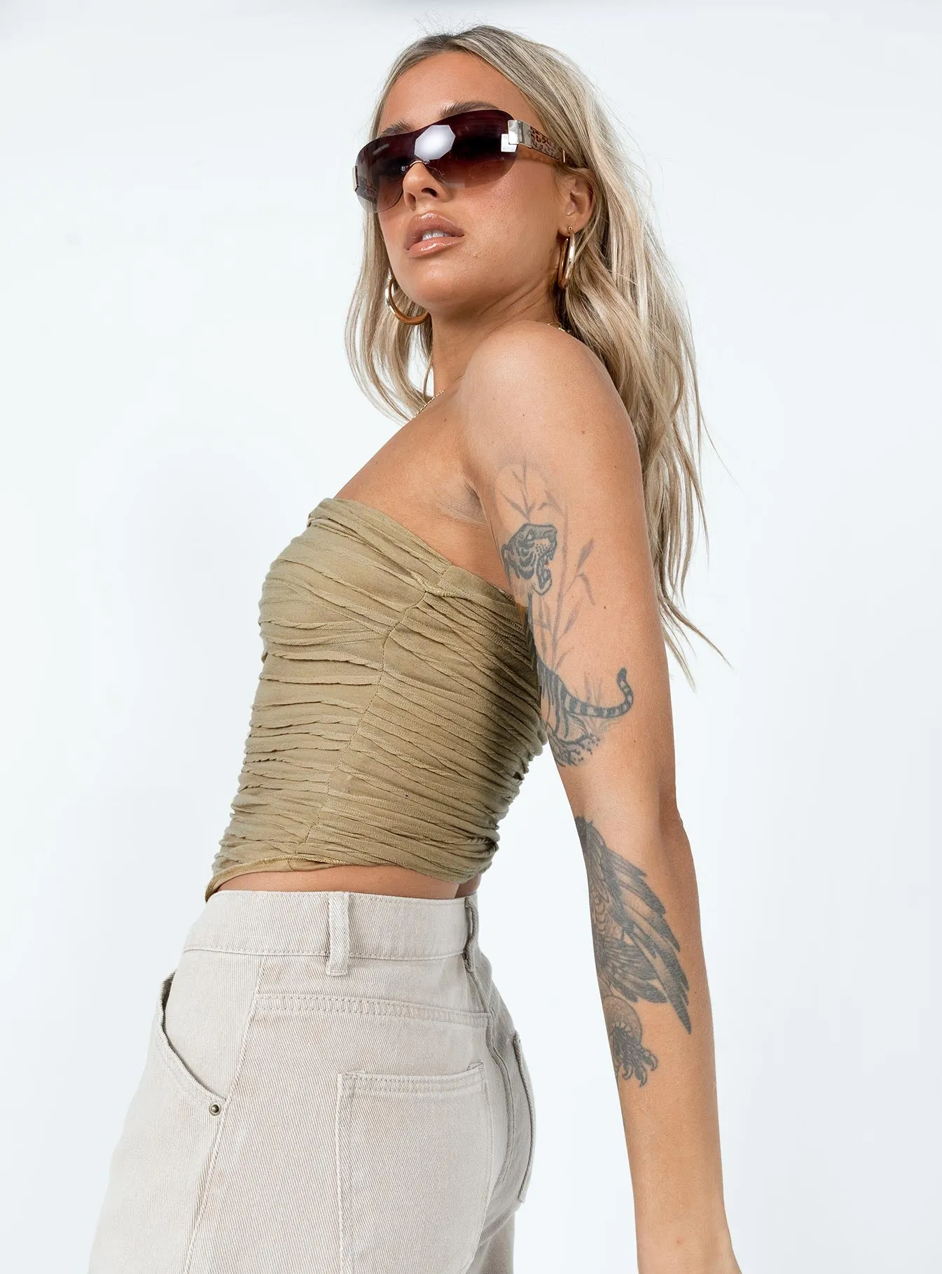 Cecile Strapless Top Mushroom