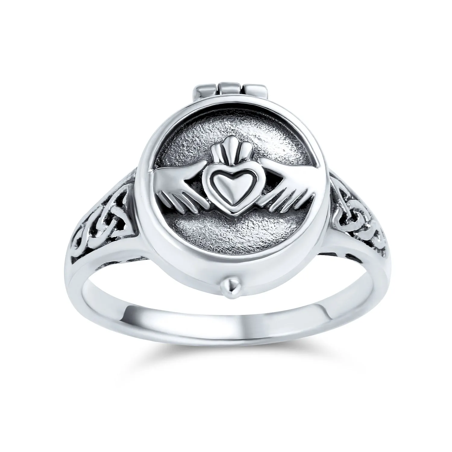 Celtic Trinity Hands Crown Claddagh Puzzle Ring .925 Sterling Silver