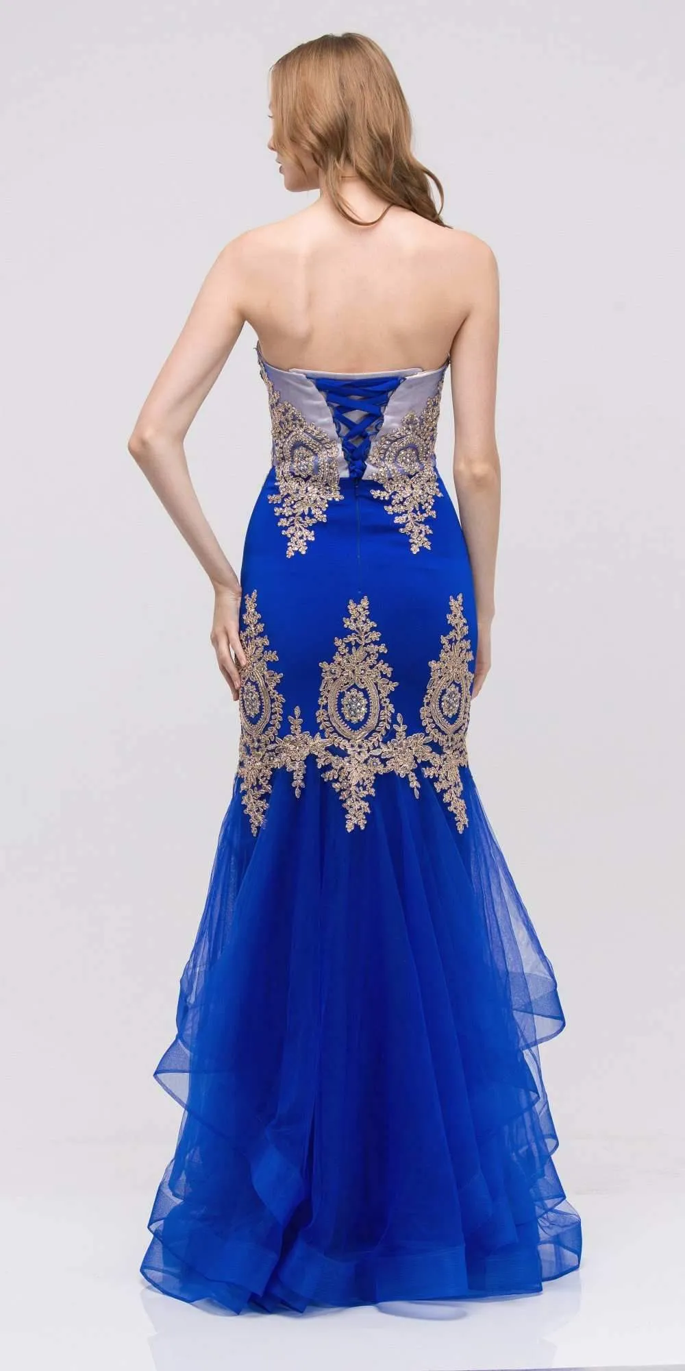 CLEARANCE - Eureka 6009 Strapless Embroidered Gown Layered Skirt (Size XL)