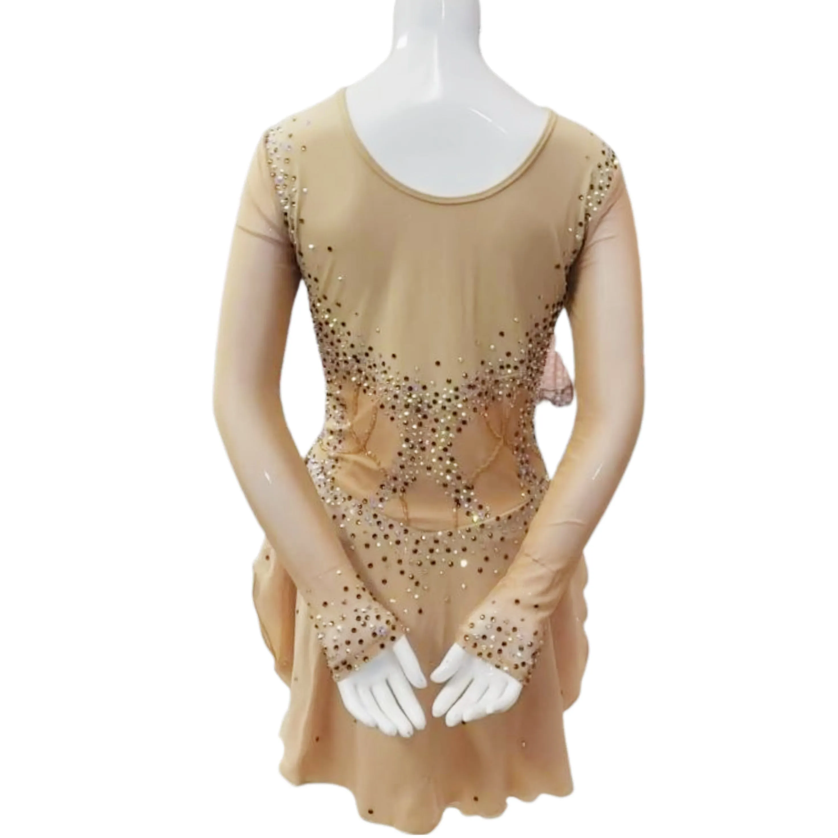 Competition Skating Dress Tan & Colors BSU260521