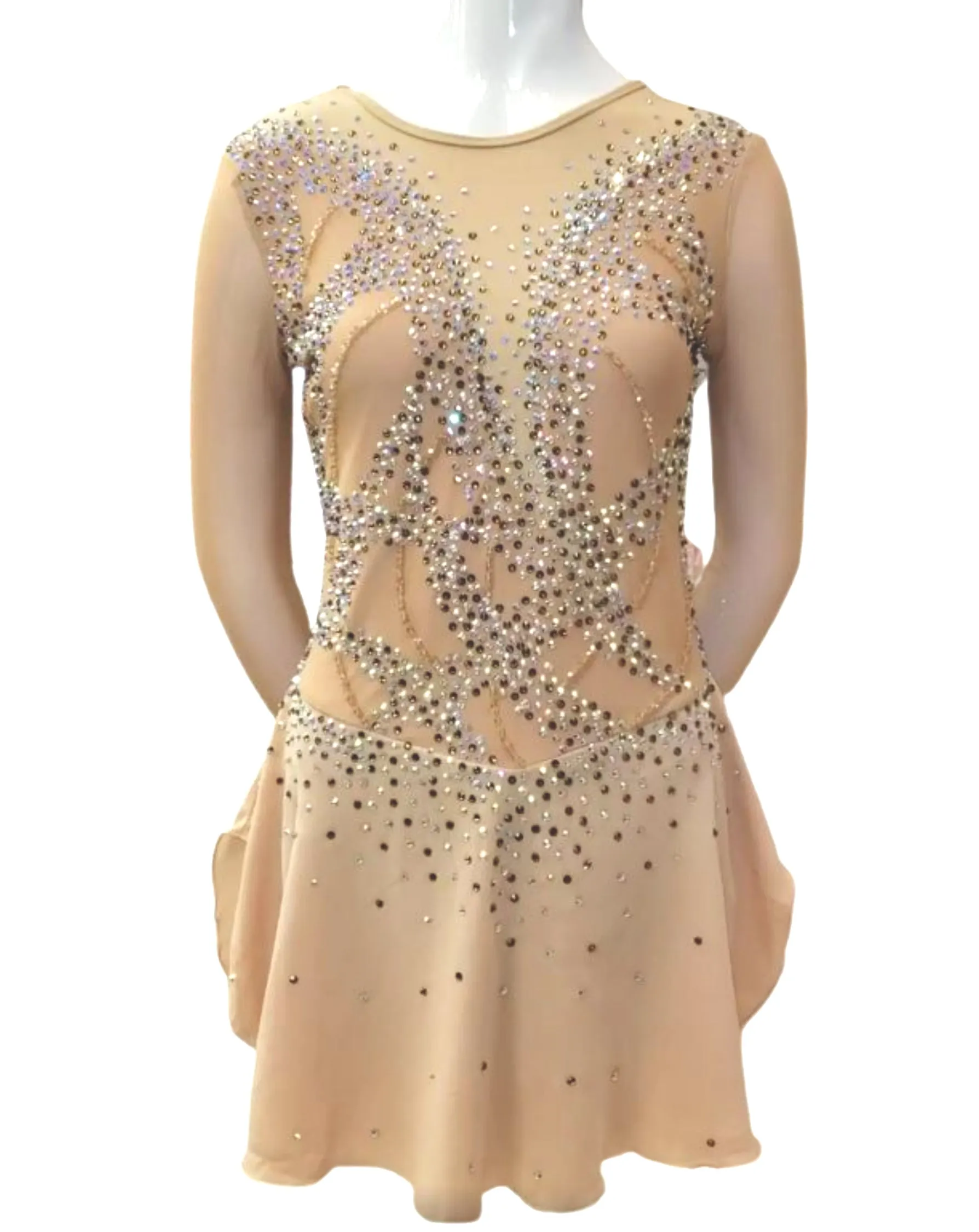 Competition Skating Dress Tan & Colors BSU260521