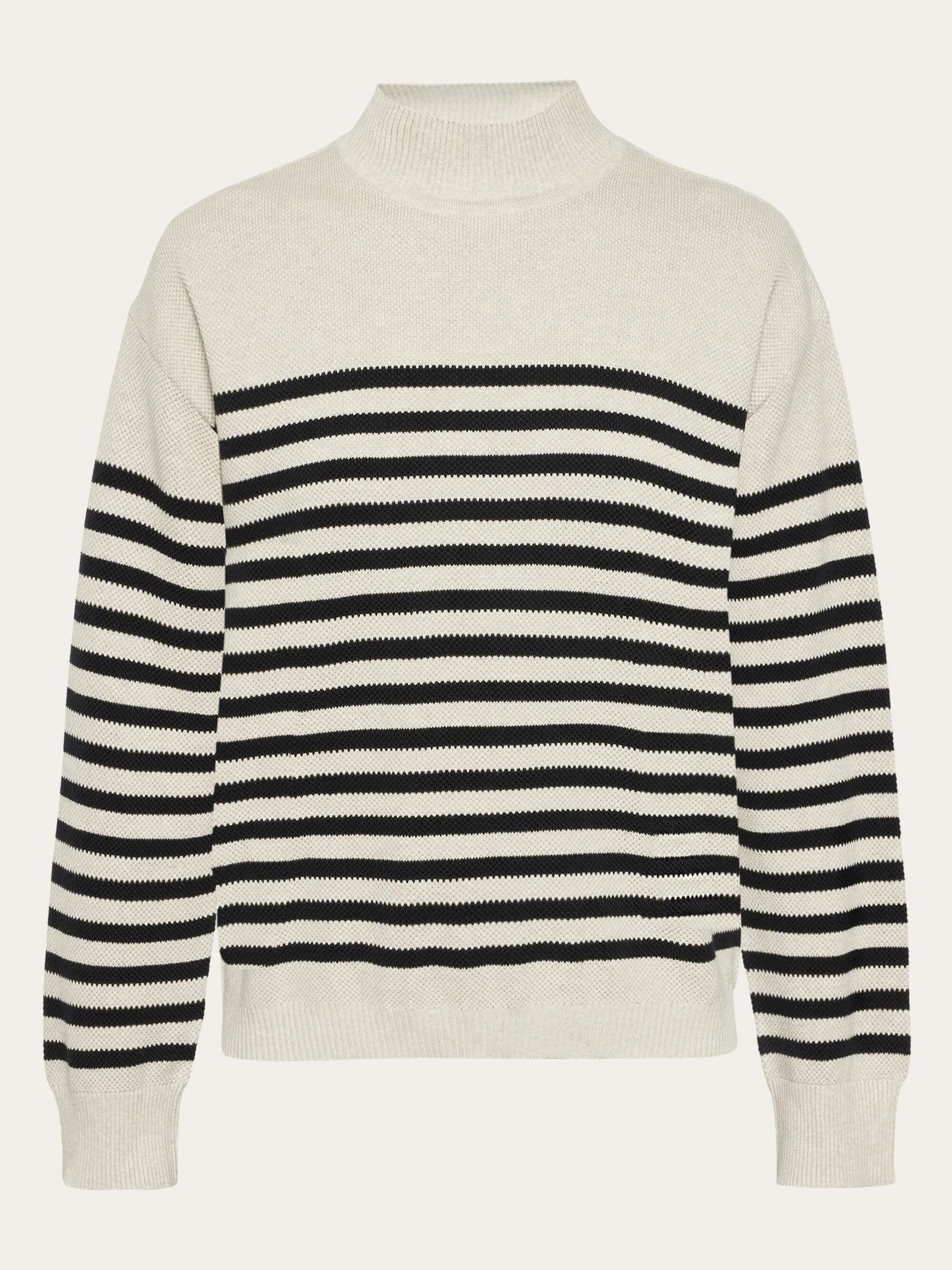 Cotton micro bubble stripe crew neck - Regenerative Organic Certified® - GOTS/vegan - Creme Stripe