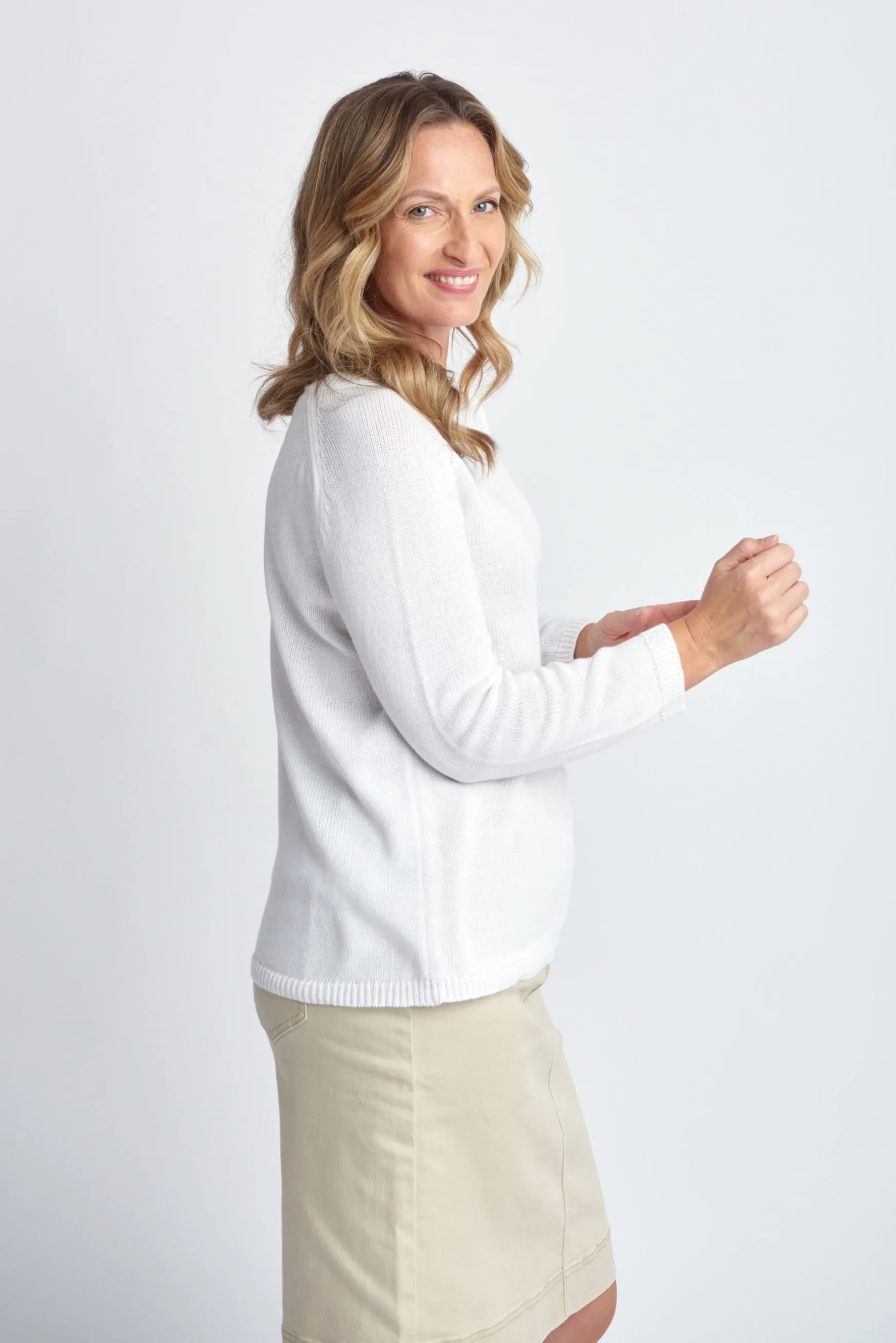 Cotton Raglan Jumper White
