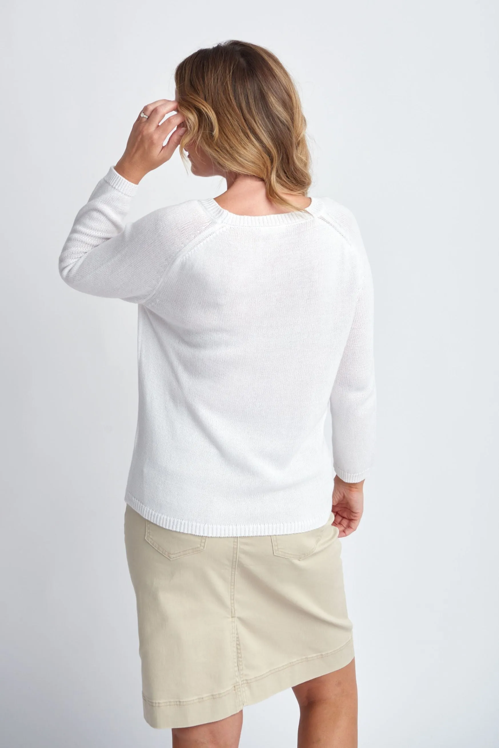 Cotton Raglan Jumper White