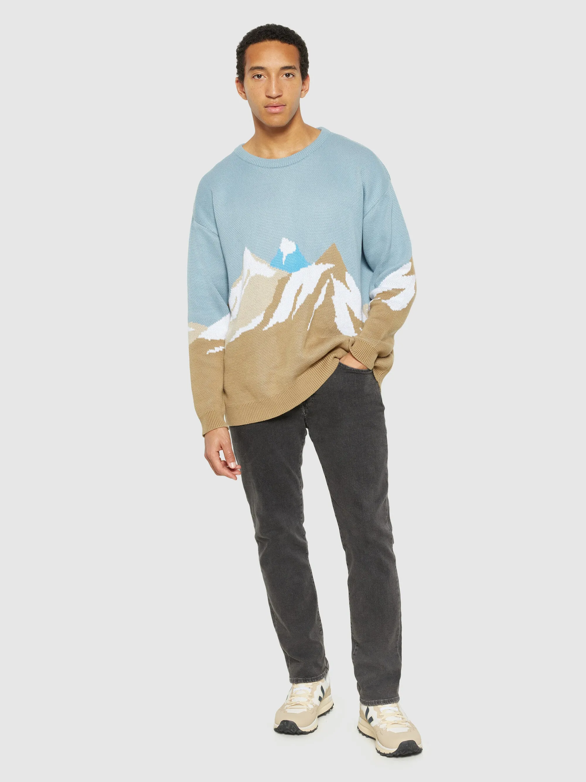 Crew mountain cotton knit - Regenerative Organic Certified® - GOTS/Vegan - Blue