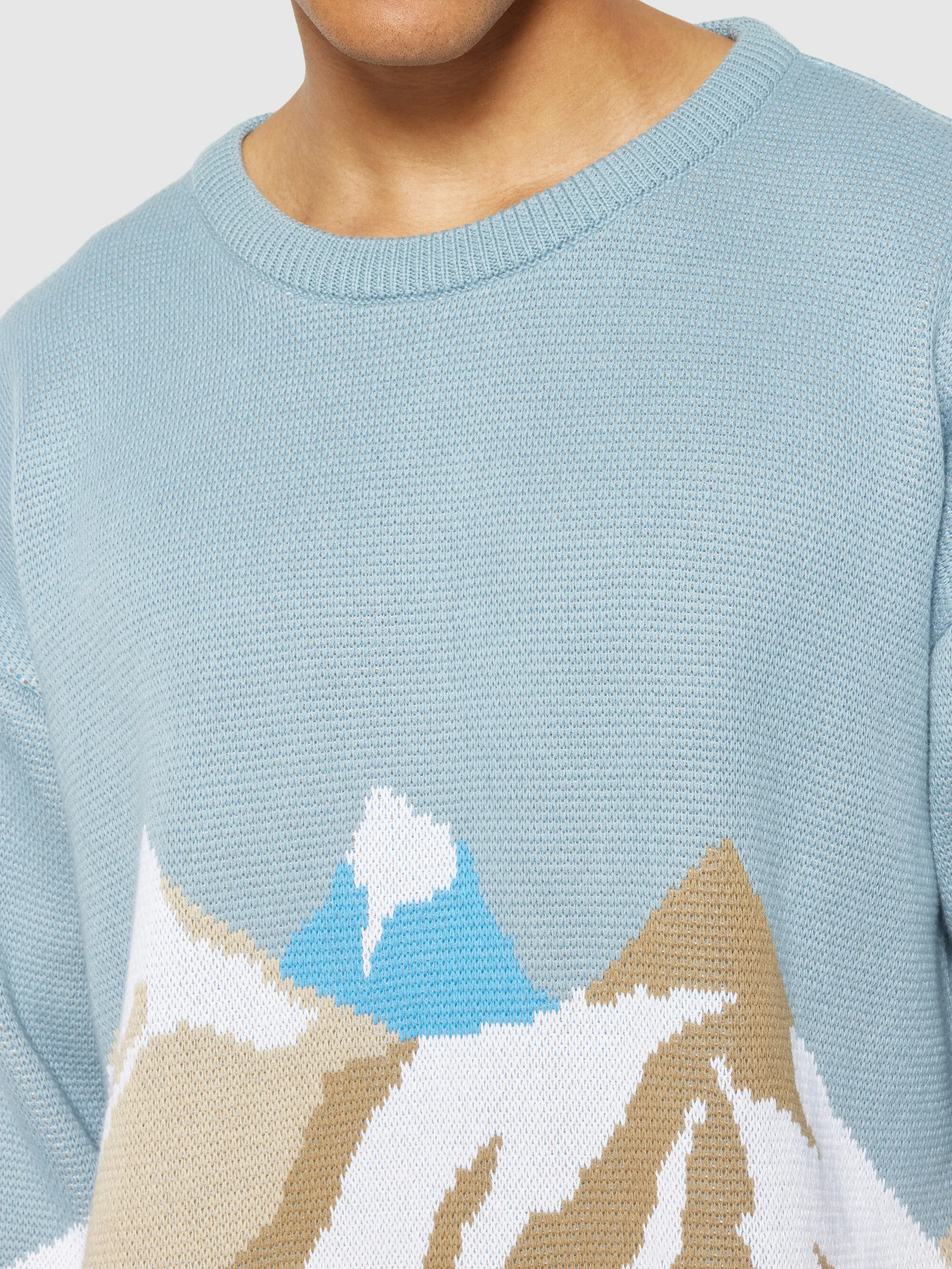 Crew mountain cotton knit - Regenerative Organic Certified® - GOTS/Vegan - Blue