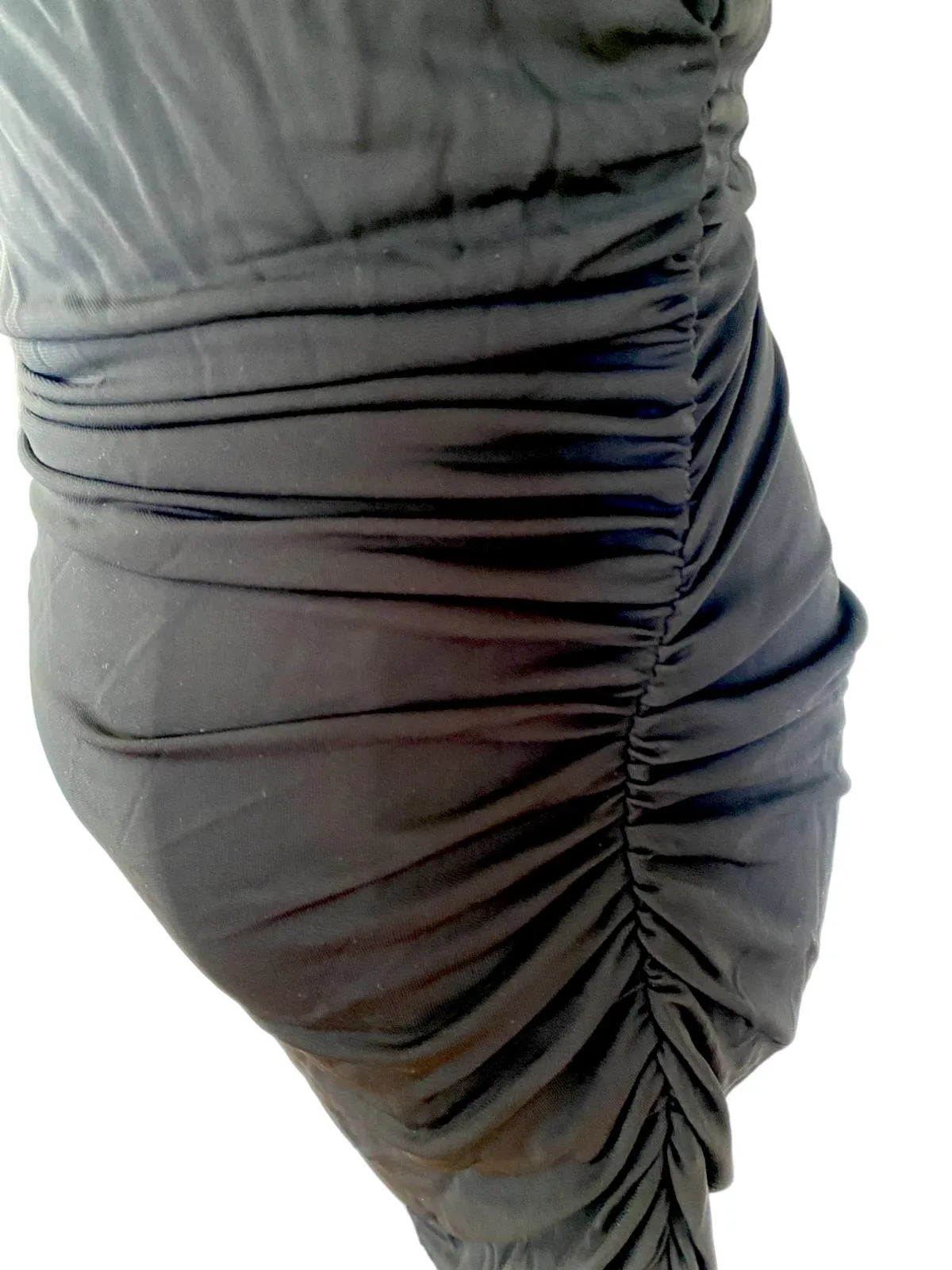 CUE Slinky Maxi Black Dress | Size 14, Gathered, Side Slits, Stretch, Formal