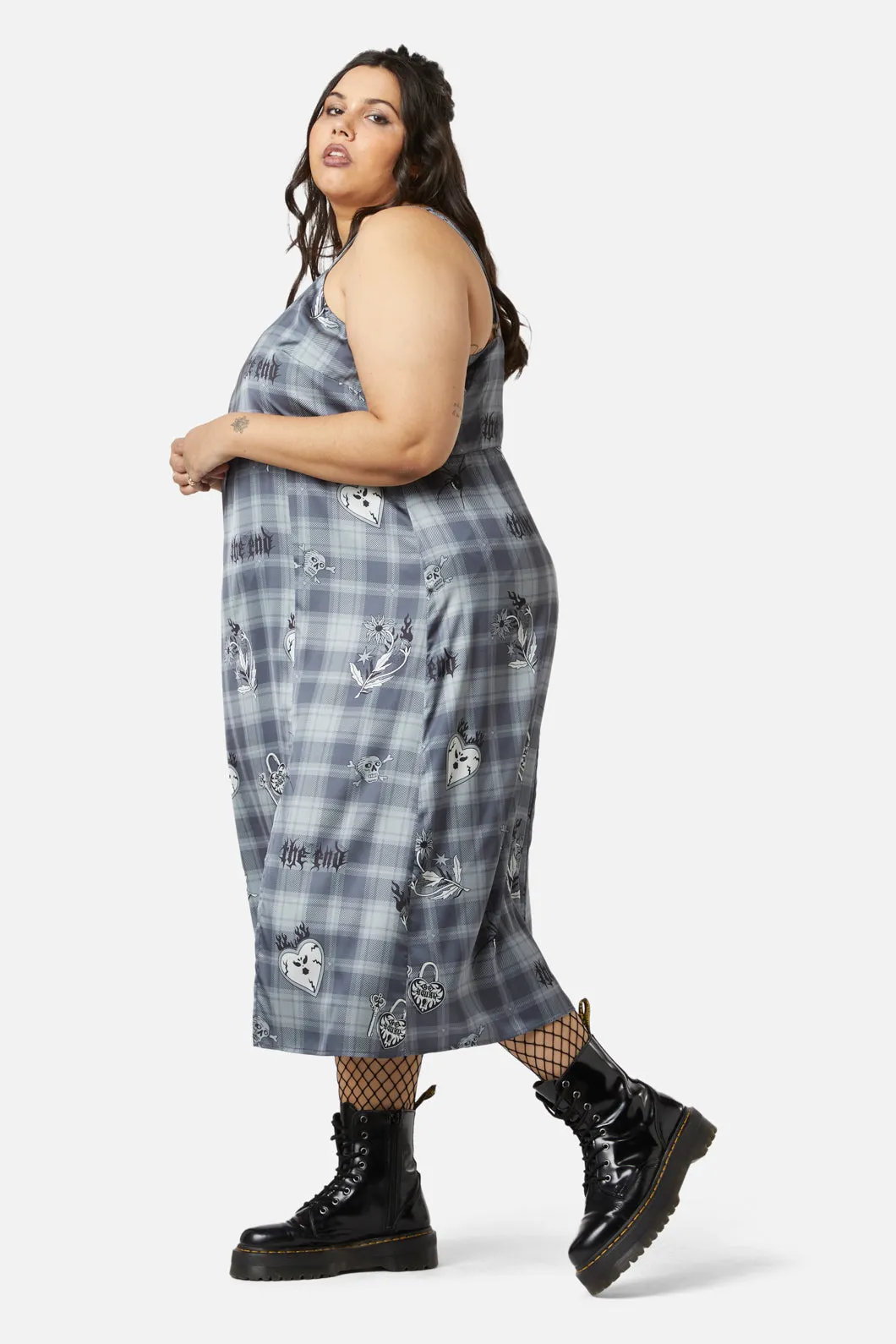 Curve Love Her Printed Satin Split Dress