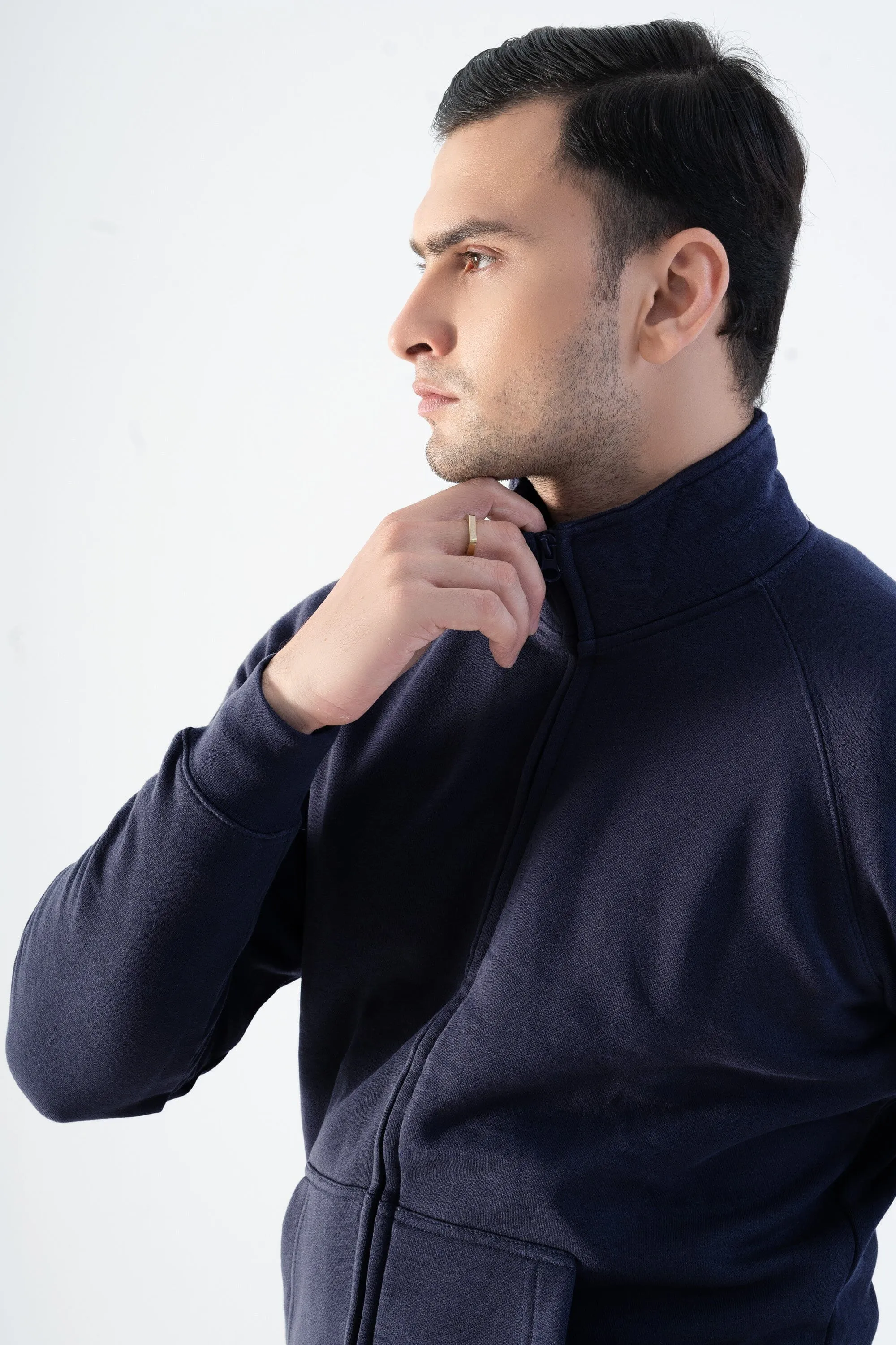 Cut Label Men's High Collar Fleece Minor Fault Zipper Jacket