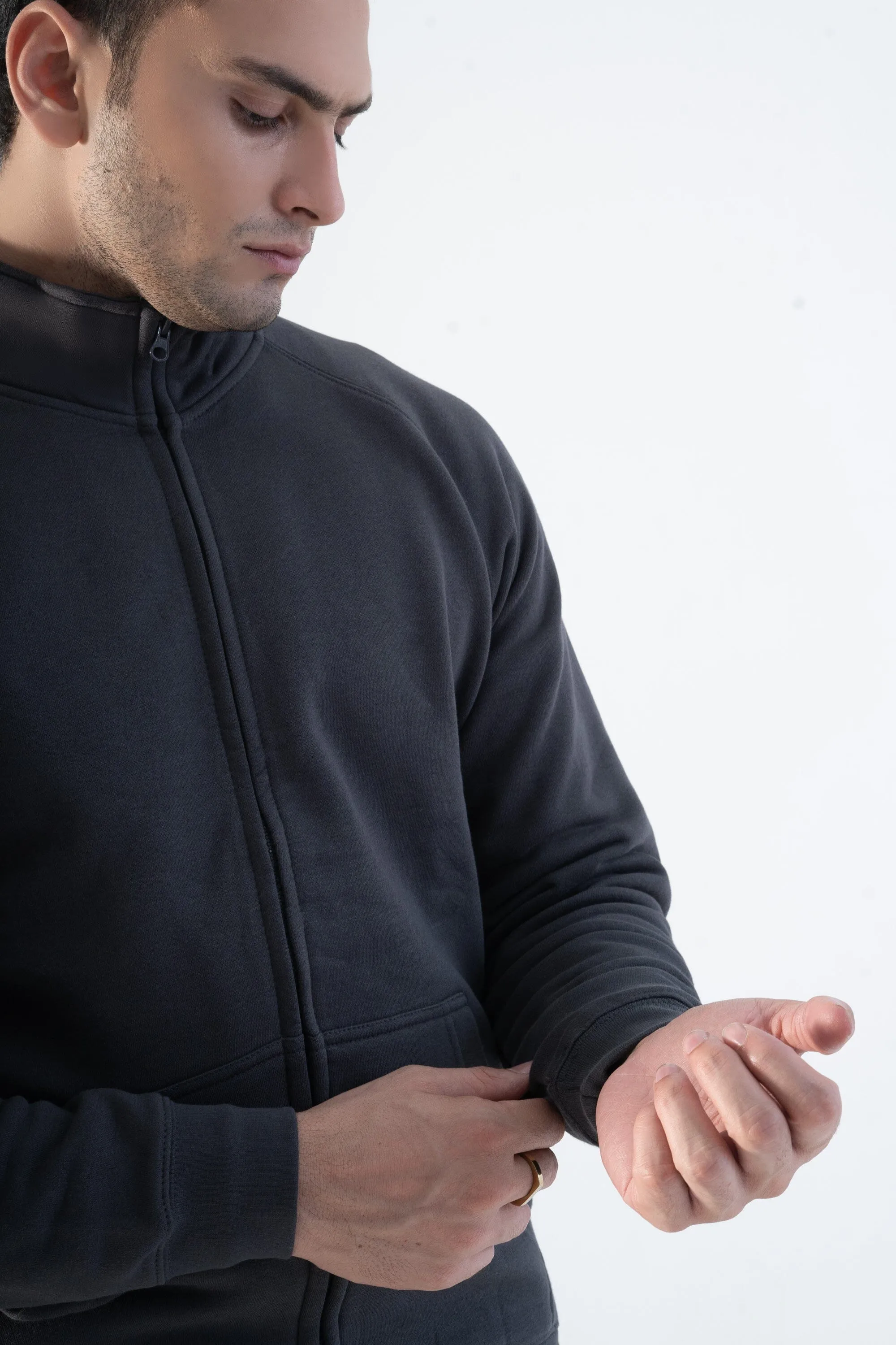 Cut Label Men's High Collar Fleece Minor Fault Zipper Jacket
